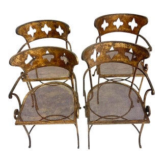 Mid 20th Century Arturo Pani Gilt Bronze Armchairs - Set of 4 For Sale