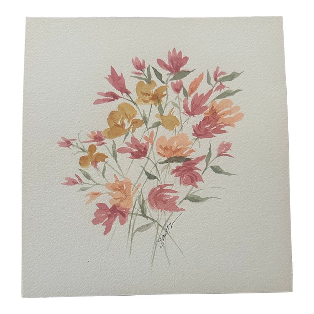 “Graceful Springtime” Signed Original Watercolor Botanical by Nancy Smith For Sale