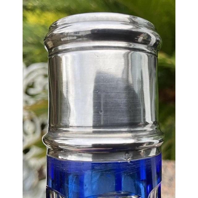 Baccarat Cobalt Cut-to-Clear Crystal and 950 Silver Liqueur Set, 1910, Set of 7 For Sale - Image 6 of 16