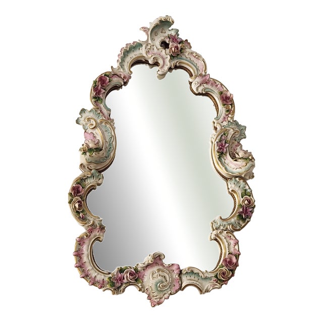 Vintage Baroque Wall Mirror from the Rudolf Kämmer Porcelain Manufactory, 1950s For Sale