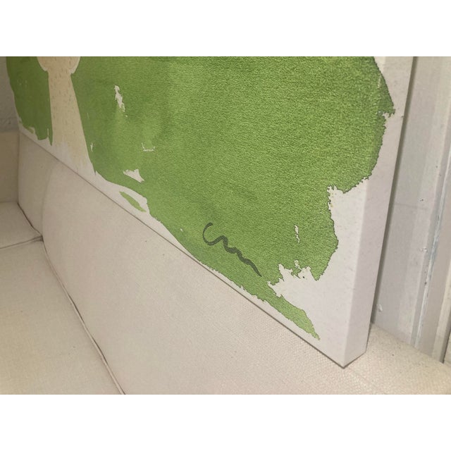 Textile Chateau Painting Printed on Large Canvas-2 For Sale - Image 7 of 12