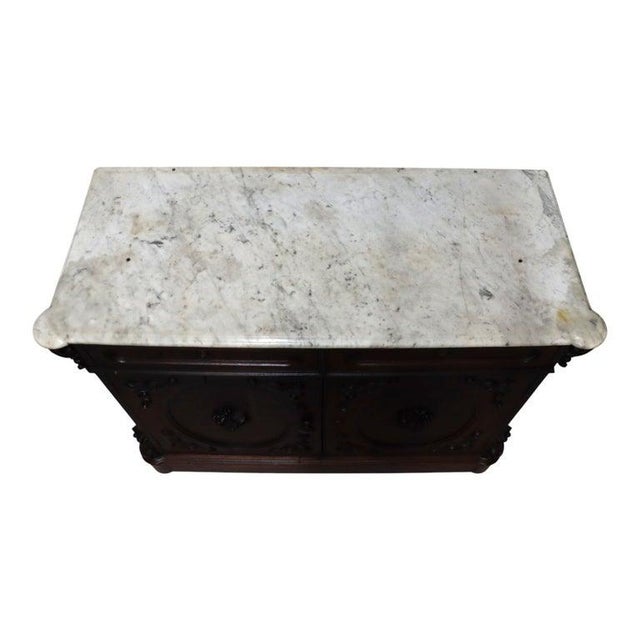 Renaissance Revival Carved Walnut Marble Top Sideboard With Grape Clusters C1890 For Sale - Image 12 of 13