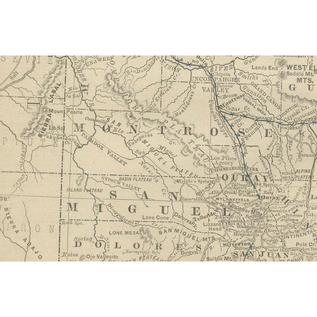 Colorado Map of The Centennial States Railroads with Mines and Counties, 1888 For Sale - Image 6 of 12