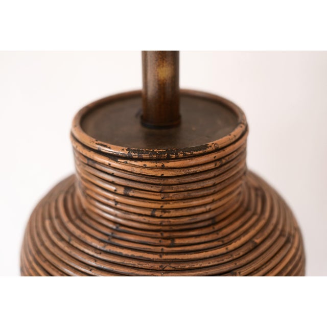 Vintage Boho Pencil Reed Bamboo Table Lamp For Sale In San Francisco - Image 6 of 8