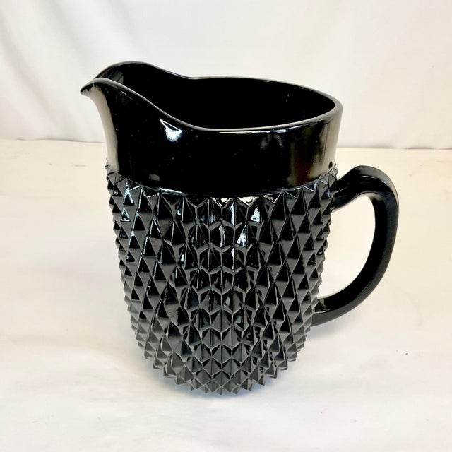 Early 20th Century 1940s Vintage Art Deco Indiana Glass Black Diamond Point Tiara Bar Set - 9 Pieces For Sale - Image 5 of 12