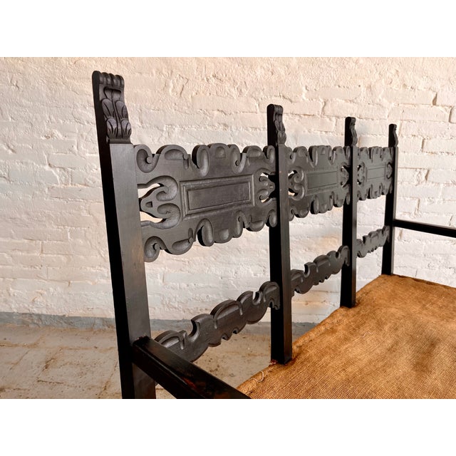 1930s Vintage Italian Bench with Carvings, 1930s For Sale - Image 5 of 10