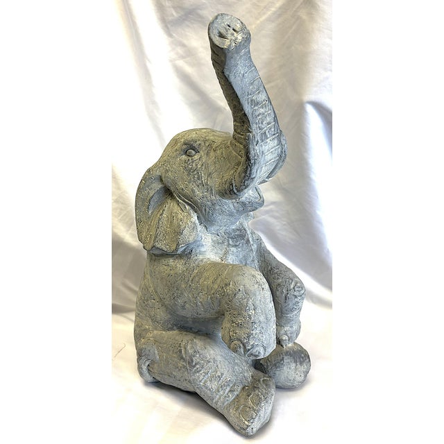 Late 20th Century Vintage Cast Elephant Statue For Sale - Image 5 of 12