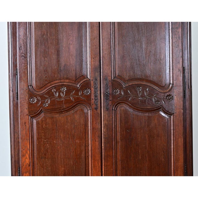 Brown French 19th Century Louis XV Style Carved Oak Armoire For Sale - Image 8 of 15