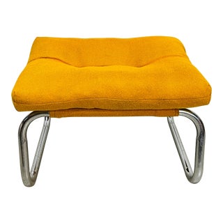 Vintage 1970s Orange and Chrome Footstool by Jerry Johnson For Sale