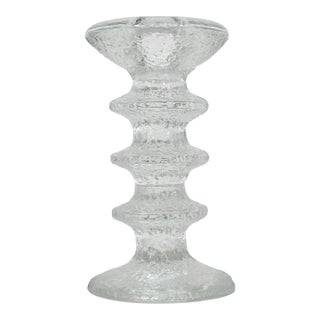 1960s Iittala Festivo Three Ring Glass Candle Holder by Timo Sarpaneva Finland, Danish Modern Brutalist Style Mid Century Modern MCM For Sale