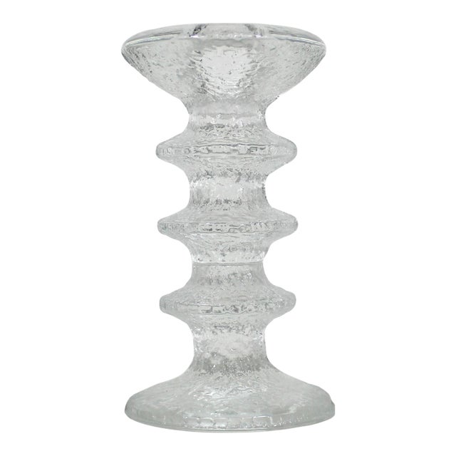1960s Iittala Festivo Three Ring Glass Candle Holder by Timo Sarpaneva Finland, Danish Modern Brutalist Style Mid Century Modern MCM For Sale