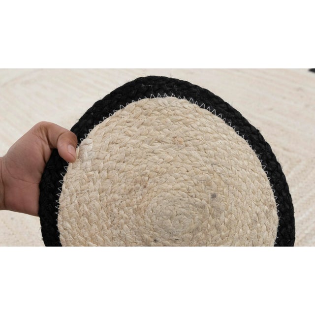 Black Scallop Edge With Solid White Jute Rug 3x5 Ft. For Sale - Image 11 of 13