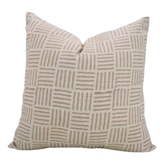 Handcrafted Pillow Cover With Block Print 14x14 Inch Linen Blend-Chauras For Sale