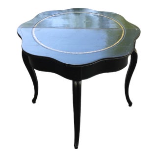 19th C. Napoleon III Black Lacquered Table W/Leather Top For Sale