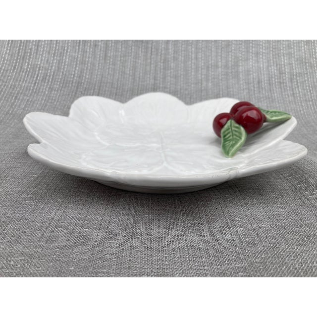 1980s Vintage Bordallo Pinheiro White Leaf Cherry Dish For Sale In New York - Image 6 of 11