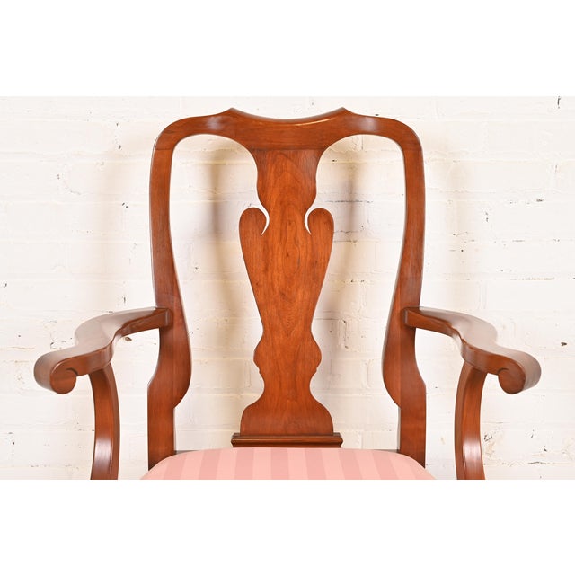 Henkel Harris Queen Anne Solid Cherry Wood Armchair or Dining Captain Chair For Sale In South Bend - Image 6 of 11