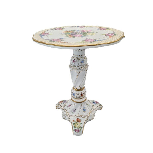 Mid-Century Porcelain Table with Hand-Painted Floral Decoration, Germany, 1970s For Sale - Image 13 of 13