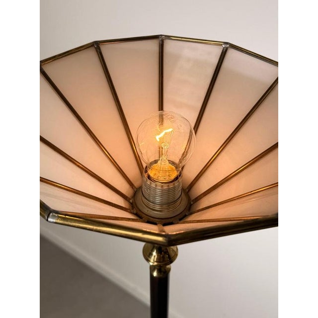 Art Deco Torchiere Floor Lamp in Metal, Brass, and Glass For Sale - Image 6 of 7