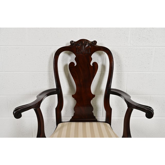Early 21st Century Stickley Queen Anne Carved Solid Mahogany Armchairs, Pair For Sale - Image 5 of 13