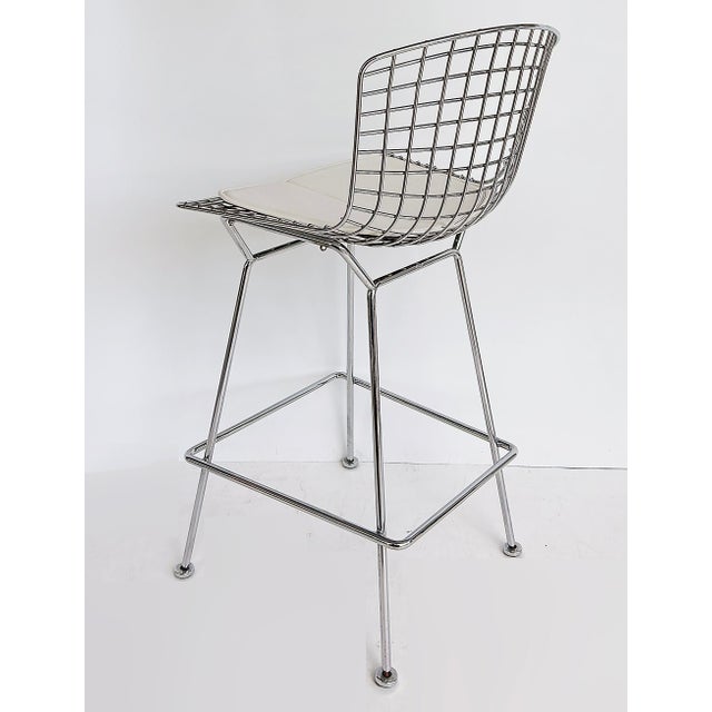 Harry Bertoia Knoll Wire Bar Stool With Leather Seat Pad For Sale In Miami - Image 6 of 13