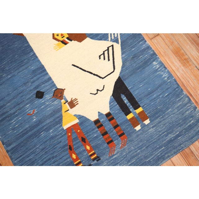 Beige Late 20th Century Sad Pigeon Pictorial Persian Kilim Wall Hanging - 3'2" x 4'4" For Sale - Image 8 of 18
