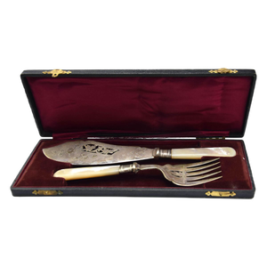 Antique English Silver Dessert Cutlery Set, 1890s, Set of 2