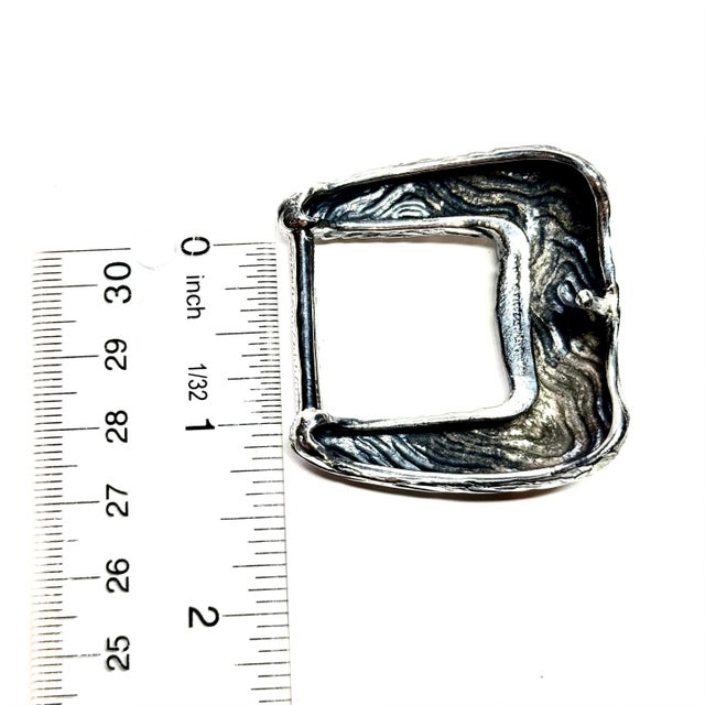 1990s Tiffany & Co Ladies Wood Grain Fashion Belt Buckle Sterling Silver Estate For Sale - Image 4 of 11