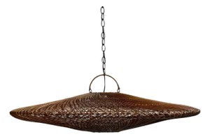Modern Coffee Stain Wicker Discus Pendant Light Large