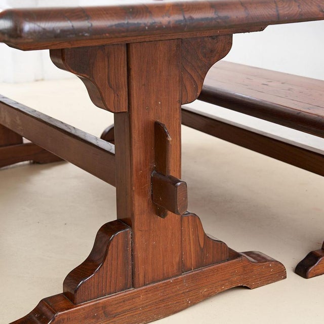 Table with Bench in Wood, 1960s, Set of 2 For Sale - Image 3 of 10