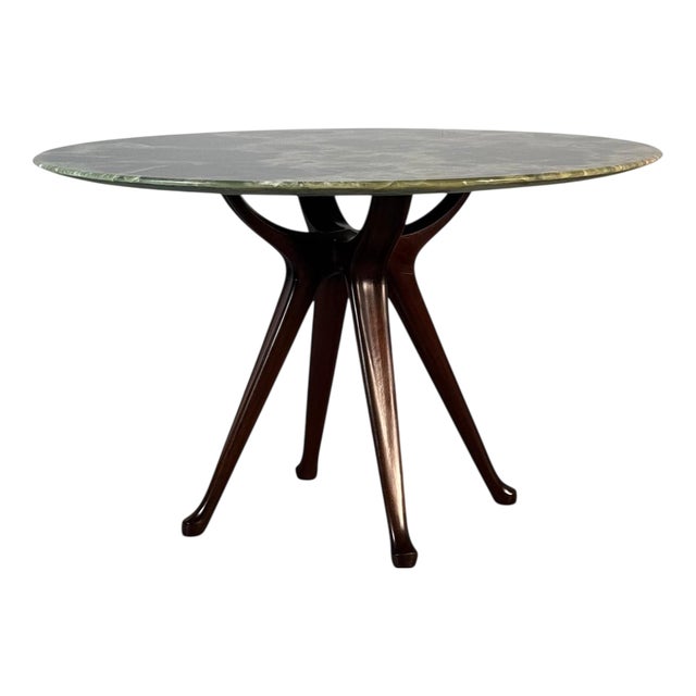 Round Onyx and Walnut Dining Table attributed to Osvaldo Borsani, 1950s For Sale