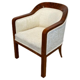 Biedermeier Bergege Chair in Walnut & Creme Velvet, Austria, 1840s For Sale