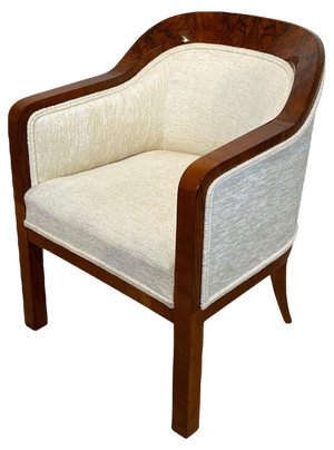 Biedermeier Bergege Chair in Walnut & Creme Velvet, Austria, 1840s