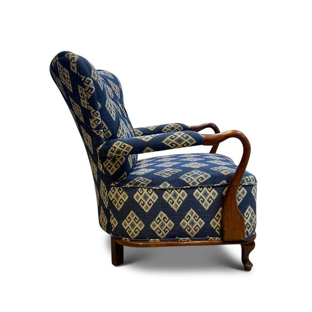 Beech Open-Framed Armchair with Kilim Upholstery from Fritz Hansen, 1950s For Sale - Image 10 of 11
