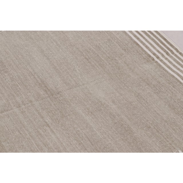 2010s Rug & Kilim’s Indian Dhurrie Rug in Sand With Pinstripe Border For Sale - Image 5 of 9