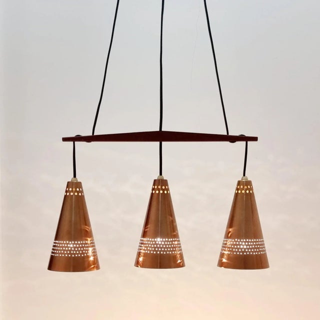 Mid-Century Modern Scandinavian Copper and Teak Pendant by Hans-Agne Jakobsson, 1950s For Sale - Image 4 of 12