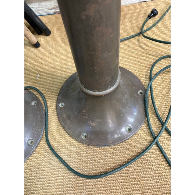 Brass Mid 20th Century Rare Wallace & Tiernan Marine / Pair of Maritime Navigation Lights Made Floor Lamps - Nautical Beach / House Boat Decor For Sale - Image 8 of 9