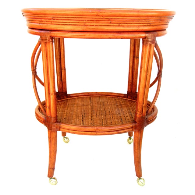 Vintage Ethan Allen Bamboo Rattan Bar Cart Chairish