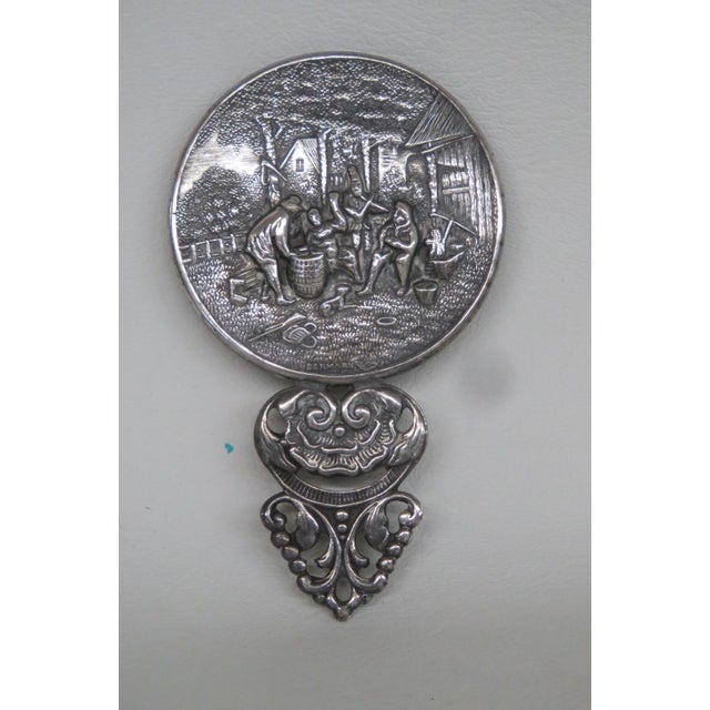 Hans Jensen Denmark Small Vanity Hand Mirror Beveled Silver Plate 4725b For Sale - Image 12 of 12