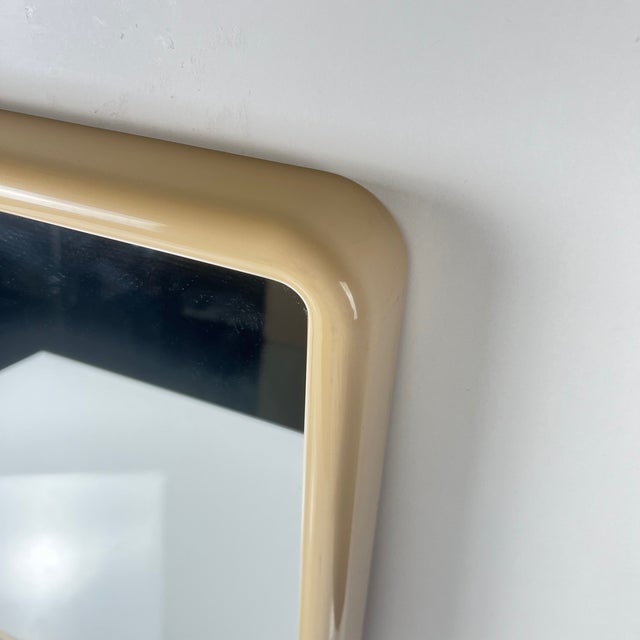 1970s Square Cream Plastic Mirror with Rounded Edges, 1970s-1980s For Sale - Image 5 of 12