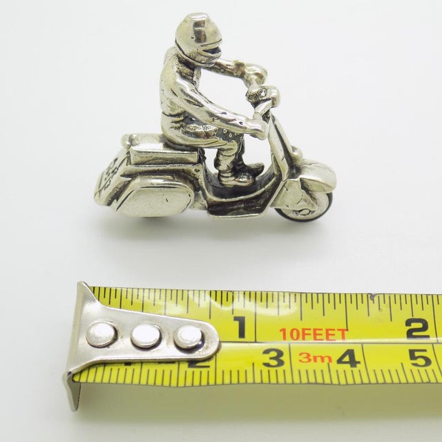 Vintage Italian Silver Vespa Piaggio Scooter Figurine, 1980s For Sale - Image 11 of 12