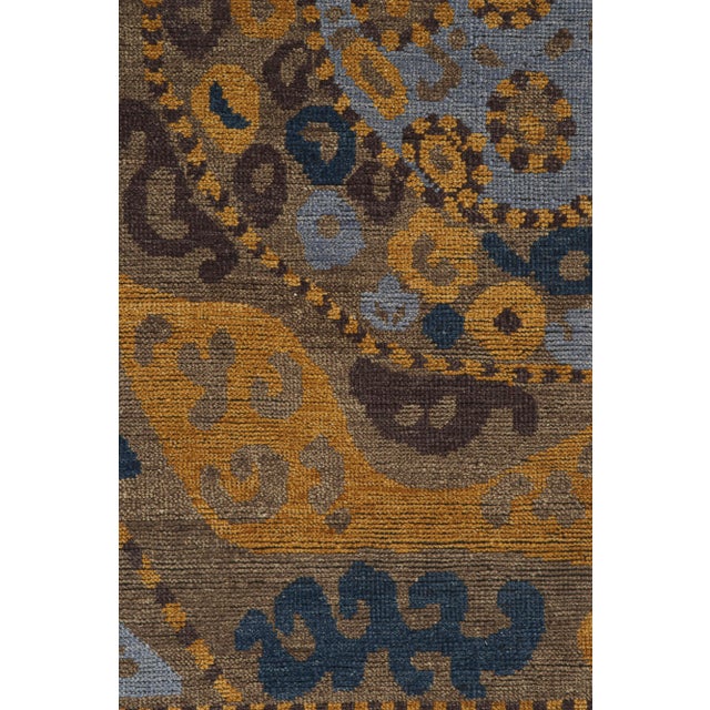Rug & Kilim Rug & Kilim’s Tribal Inspired Rug in Blue, Brown, Gold Geometric Patterns For Sale - Image 4 of 7