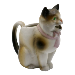 1920s German Schafer & Vater Figural Porcelain Cat Creamer Pitcher