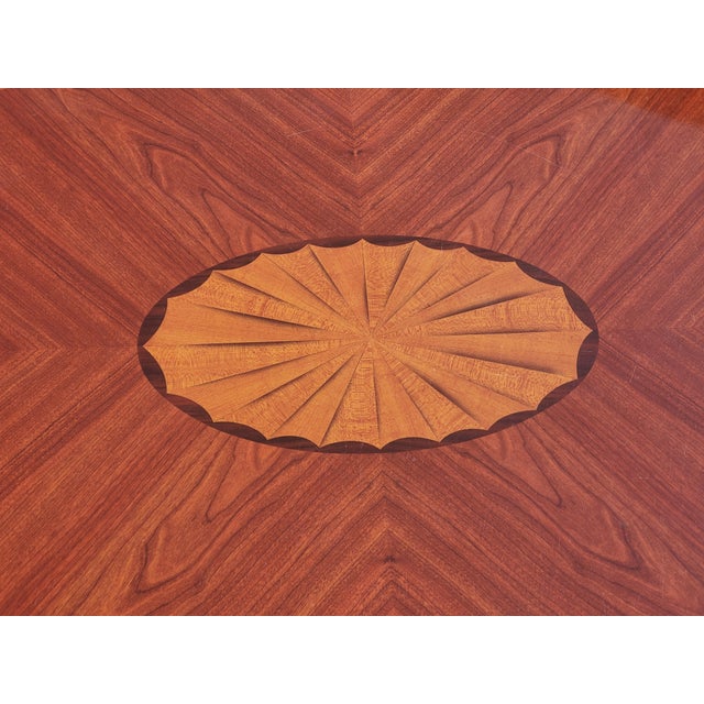 Late 20th Century Bookmatched Mahogany and Satinwood Inlaid Style Coffee Table For Sale In Washington DC - Image 6 of 9