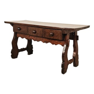 Chestnut Trestle/Library Table, Italy or Spain Circa 1720 For Sale