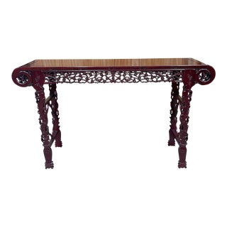 1940s Vintage Asian Rosewood Lacquered Console For Sale