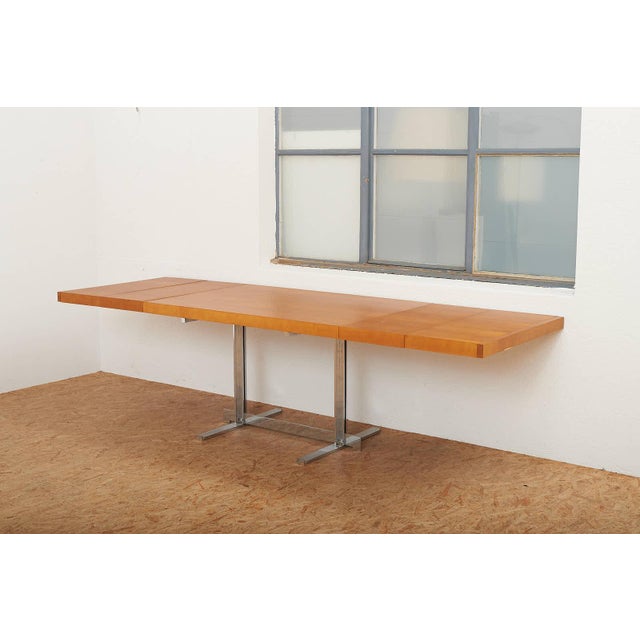 Table with Chrome-Plated Steel Frame and 4 Extensions For Sale - Image 12 of 14