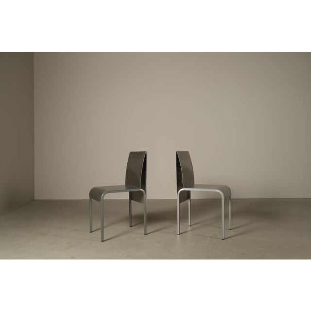 1990s Postmodernist Stainless Steel Dining Chairs, 1980-1990, Set of 6 For Sale - Image 5 of 16