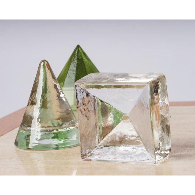 Set of 3 Geometric Art Glass Sculptures, France 1970s For Sale - Image 4 of 8