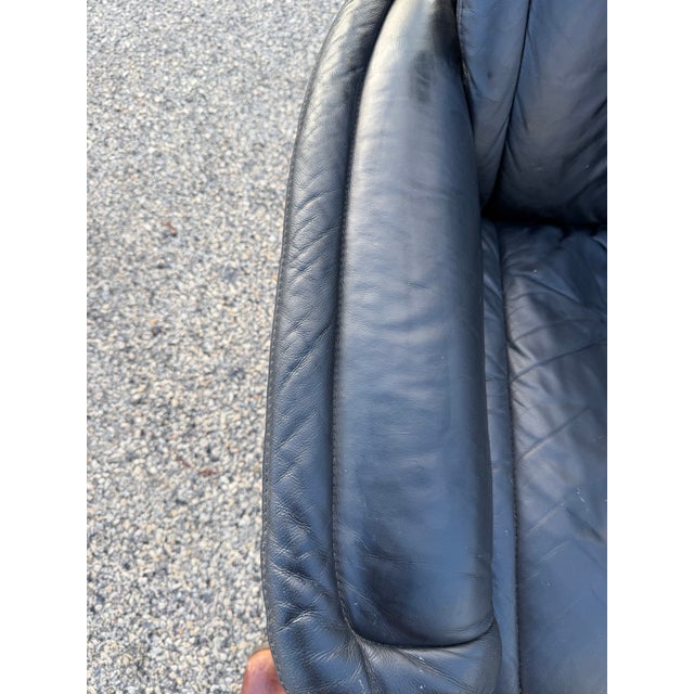 1990s Black Leather Ekornes Stressless Chair and Ottoman For Sale - Image 9 of 12