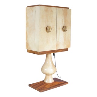 Italian Goatskin Bar Cabinet on Pedestal Base from Aldo Tura, 1960s For Sale